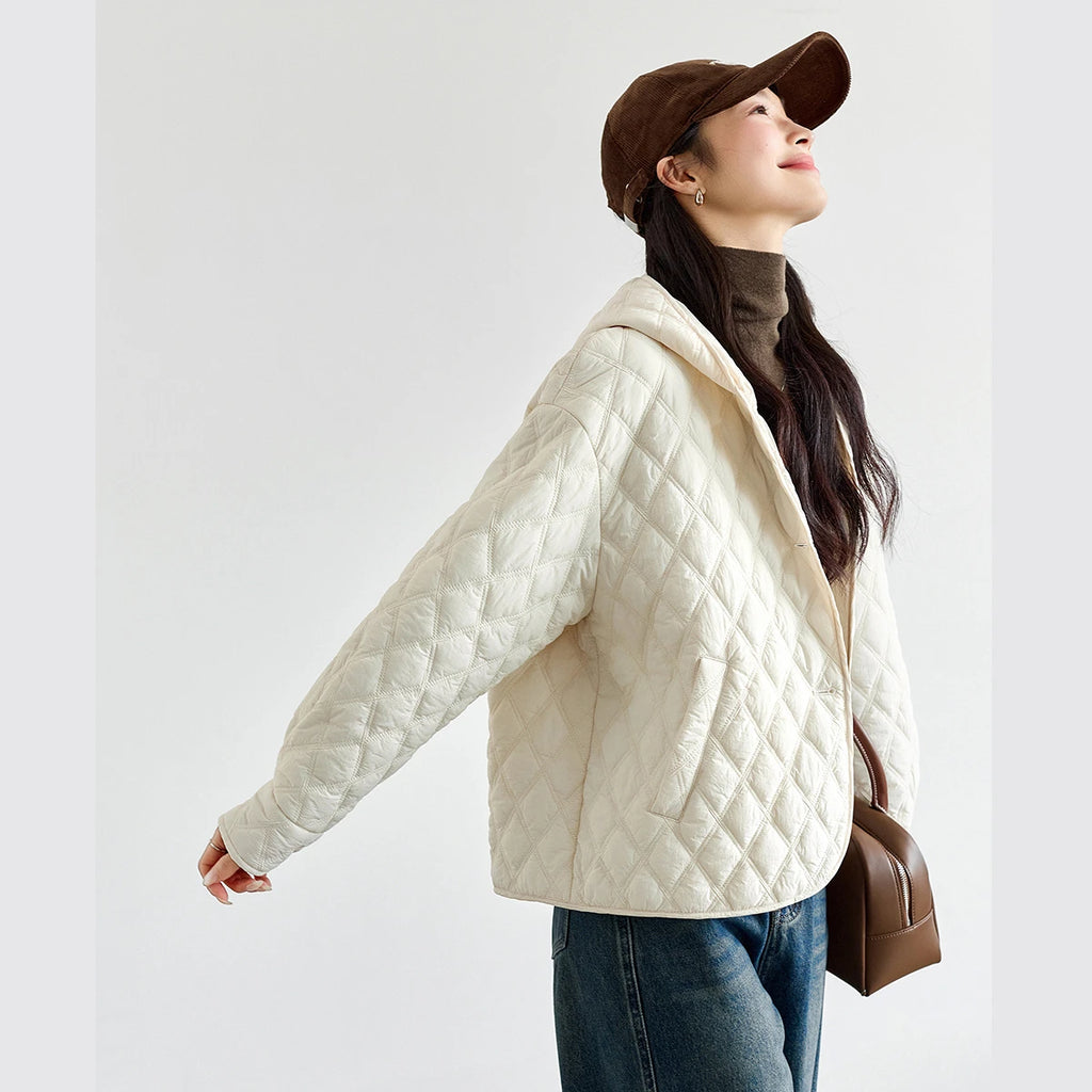 Quilted Hooded Cropped Jacket