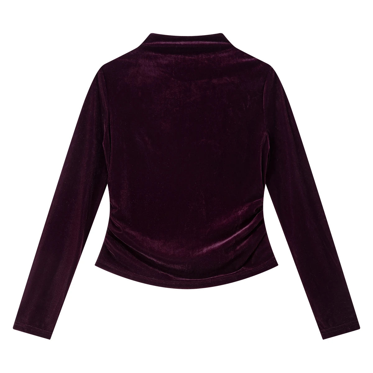 Velvet Ruched Mock-Neck Top